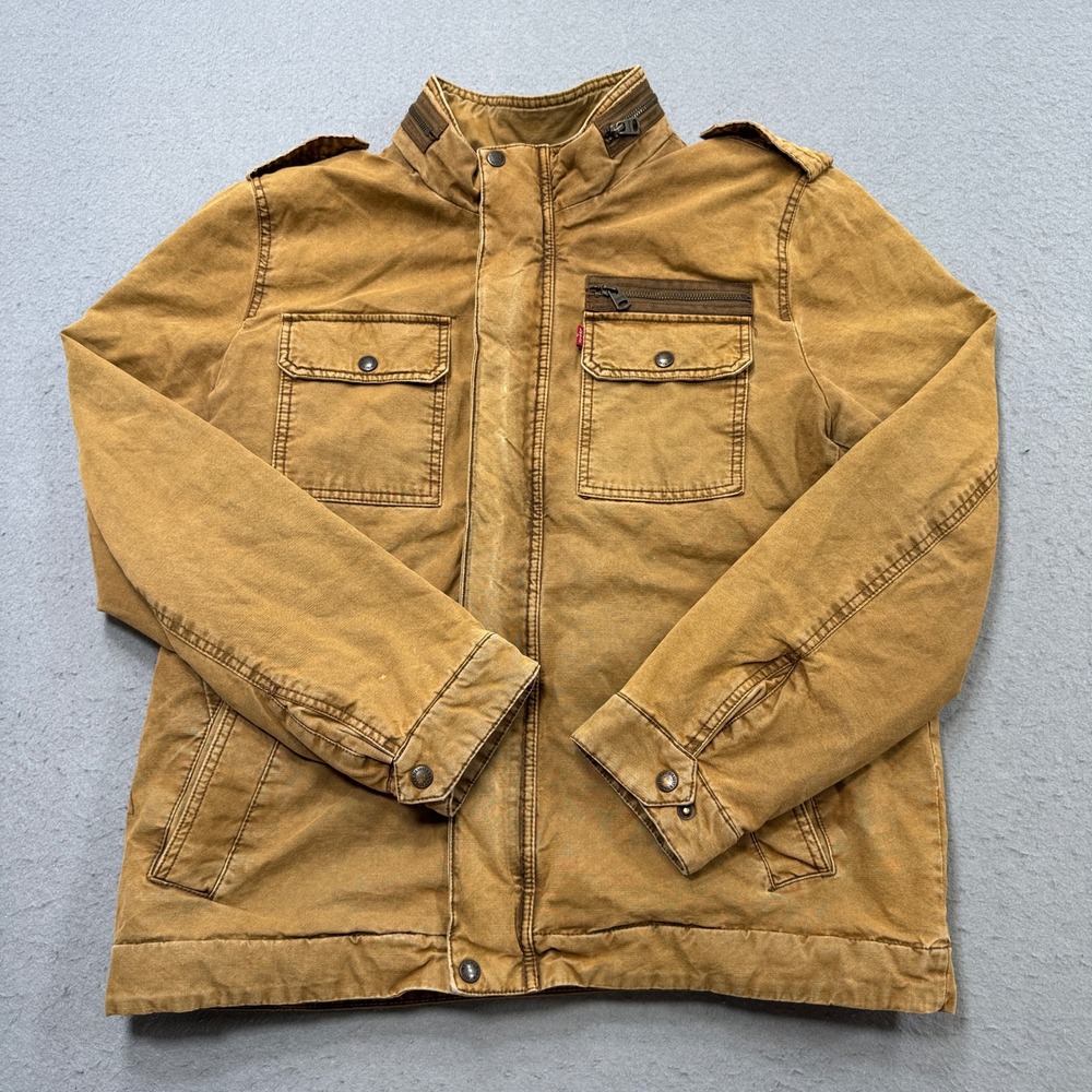Levi's Jacket Men's Large Brown Sherpa Lined Canvas Military Utility Field Coat